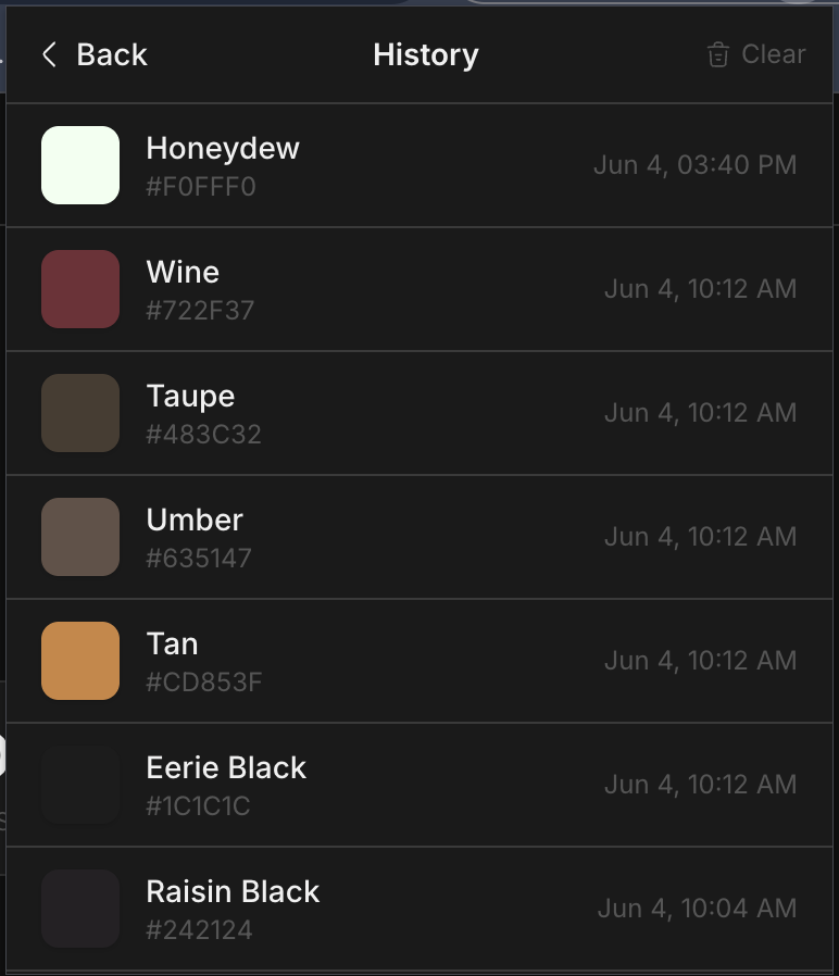 Color History Log